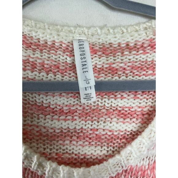 Aeropostal Pink and White Striped Womens Sweater Size Large - Picture 2 of 4